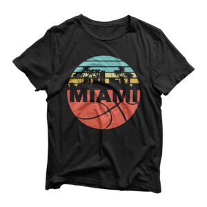 Women Men Vintage Miami Cityscape Heat Retro Basketball Fan T-Shirt