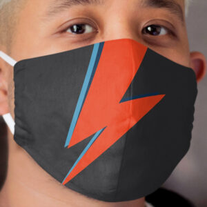 (02 Black) Bowie | Fabric Cloth Face Mask | Reusable Facemask | Washable Face Cover | All Over T | Wall Art | Rock n Roll | Lightning Bolt | Symbol Design | Macbook Pro Air | Stay Home Again Cloth Face Mask