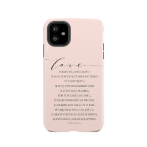 1 Corinthians 13:4-7, Love Verses, Bible Verse Lettering, Love Is Patient, Farmhouse Decor Tough Phone Case