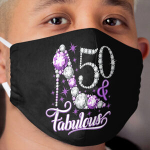 50th Birthday T-shirt. 50 & Fabulous t-shirt for ladies. Cloth Face Mask