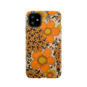 60S 70S Orange Floral Pattern Tough Phone Case