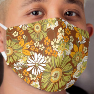 70s Retro Vintage Flower Power pattern Cloth Face Mask