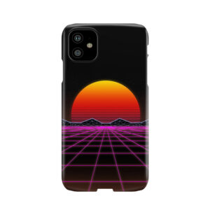 80S Retrowave Neon Grid Sunset Valley Phone Case