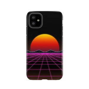 80S Retrowave Neon Grid Sunset Valley Tough Phone Case