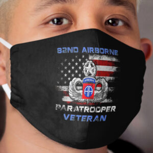82nd Airborne Paratrooper Veteran Tshirt Cloth Face Mask