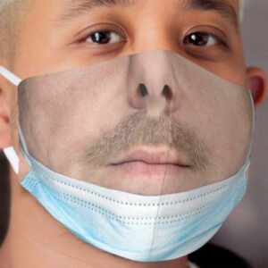 A badly worn medical Cloth Face Mask