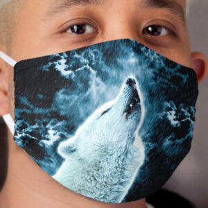 A howling wolf in the rain Cloth Face Mask