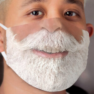 A white Beard Cloth Face Mask