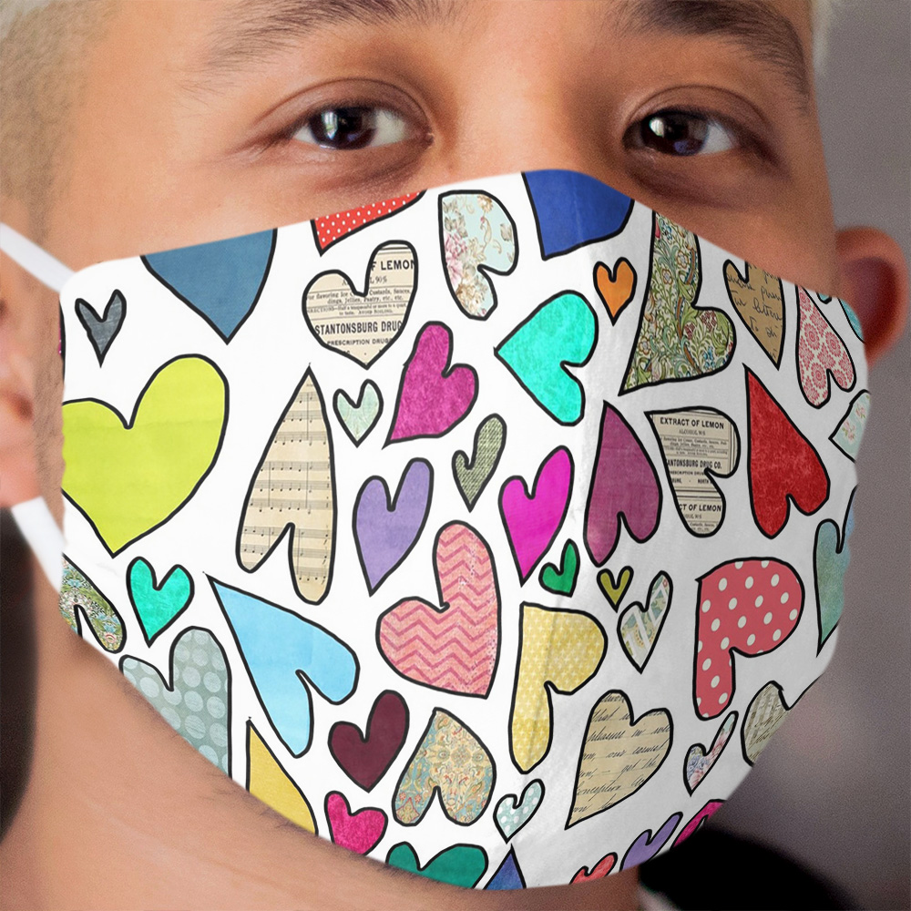 A World of Hearts 2 - Bright, Whimsical and Colorful Heart Artwork Cloth Face Mask
