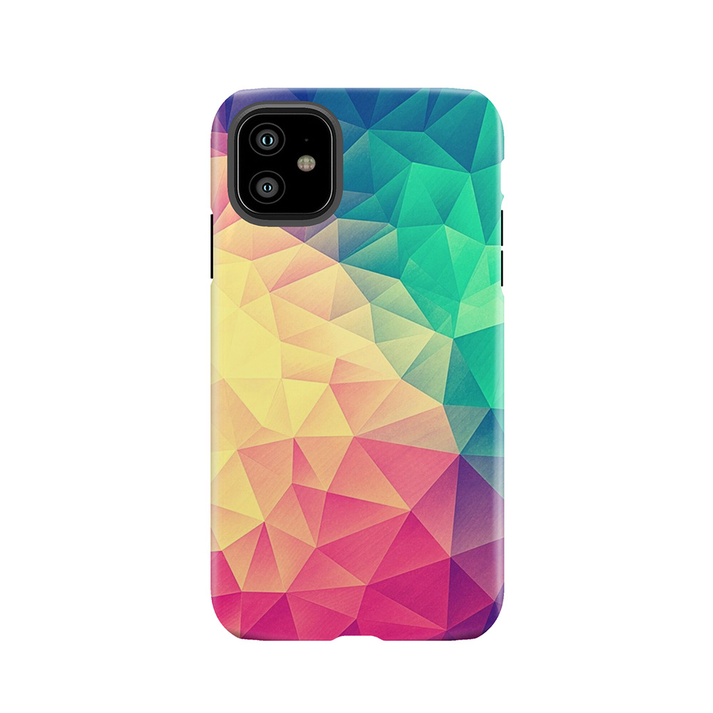 Abstract Polygon Multi Color Cubism Low Poly Triangle Design Tough Phone Case