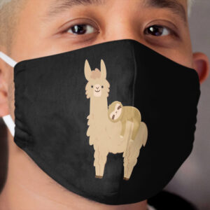 Adorable Sloth Relaxing on a Llama | Funny Llama Sloth Cloth Face Mask