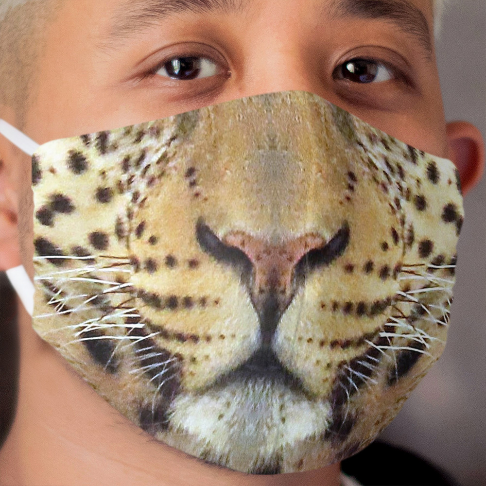 African Leopard Face Photo FaceMask