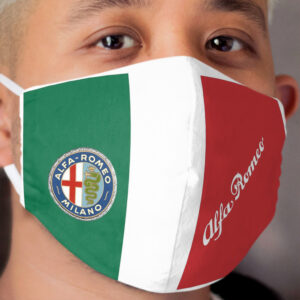 Alfa '60-'72 Badge & Script-Color/White on Italian Flag Cloth Face Mask