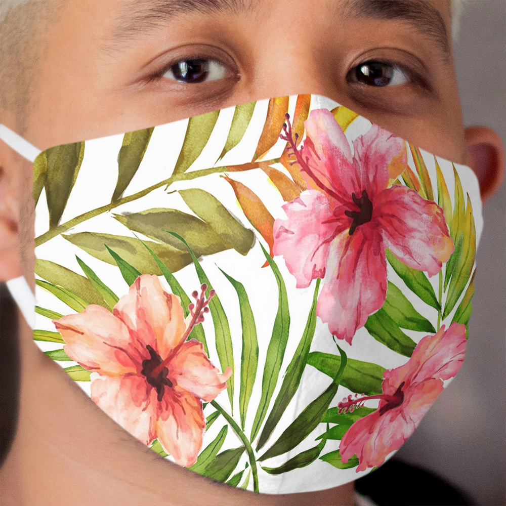 Aloha Tropical Hawaiian Floral Watercolor Cloth Face Mask