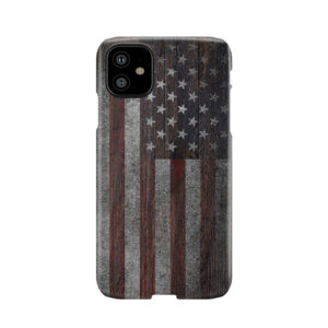 American Flag On Weathered Wood Phone Case