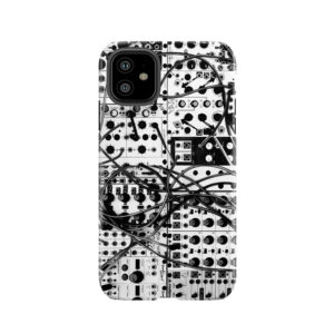 Analog Synthesizer Modular System - Black And White Illustration Tough Phone Case
