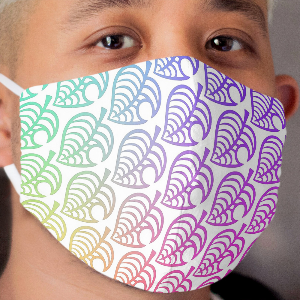 Animal Crossing Leaf Pattern (Rainbow) Cloth Face Mask