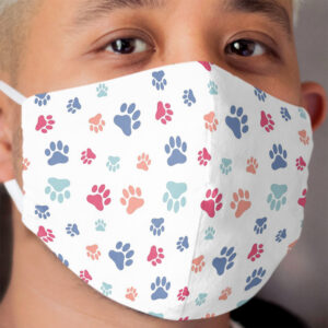 Animal Lover Pet Colorful Paw Print Pattern Cloth Face Mask