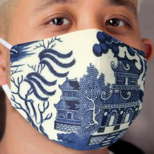 Antique willow ware oriental toile Cloth Face Mask