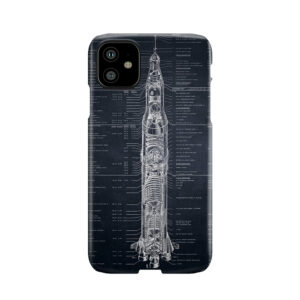 Apollo Saturn V Blueprint In High Resolution (Black) Phone Case