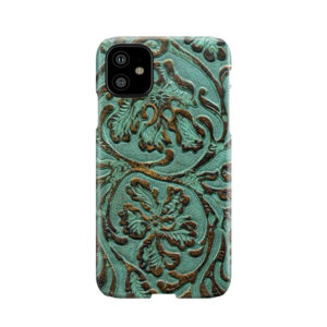 Aqua Flowers Tooled Leather Pattern Phone Case