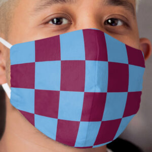 Aston Villa Claret and Blue Checkered Fan Flag Cloth Face Mask