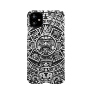 Aztec Calendar Sun Stone - Greyscale Phone Case