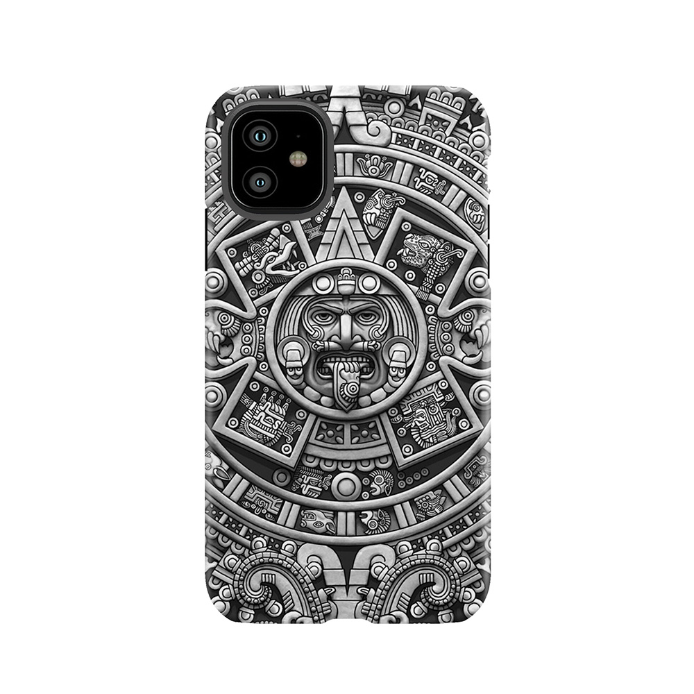 Aztec Calendar Sun Stone - Greyscale Tough Phone Case