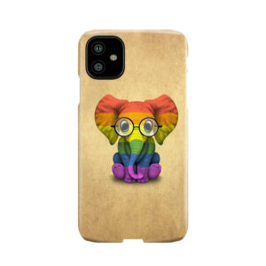 Baby Elephant With Glasses And Gay Pride Rainbow Flag Phone Case