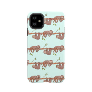 Baby Sloths Hanging On Tree Pattern Tough Phone Case