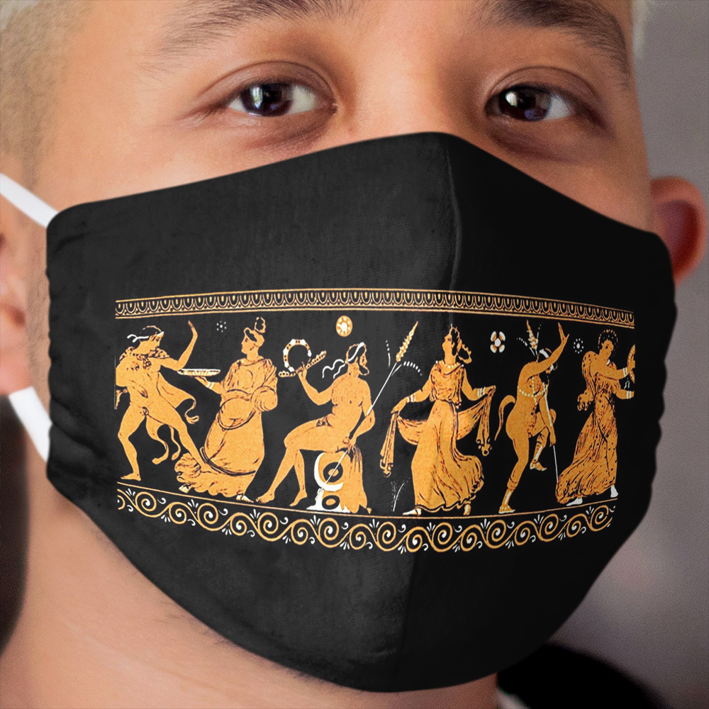 Bacchanalia Greek Vase Attic Red figure Cloth Face Mask