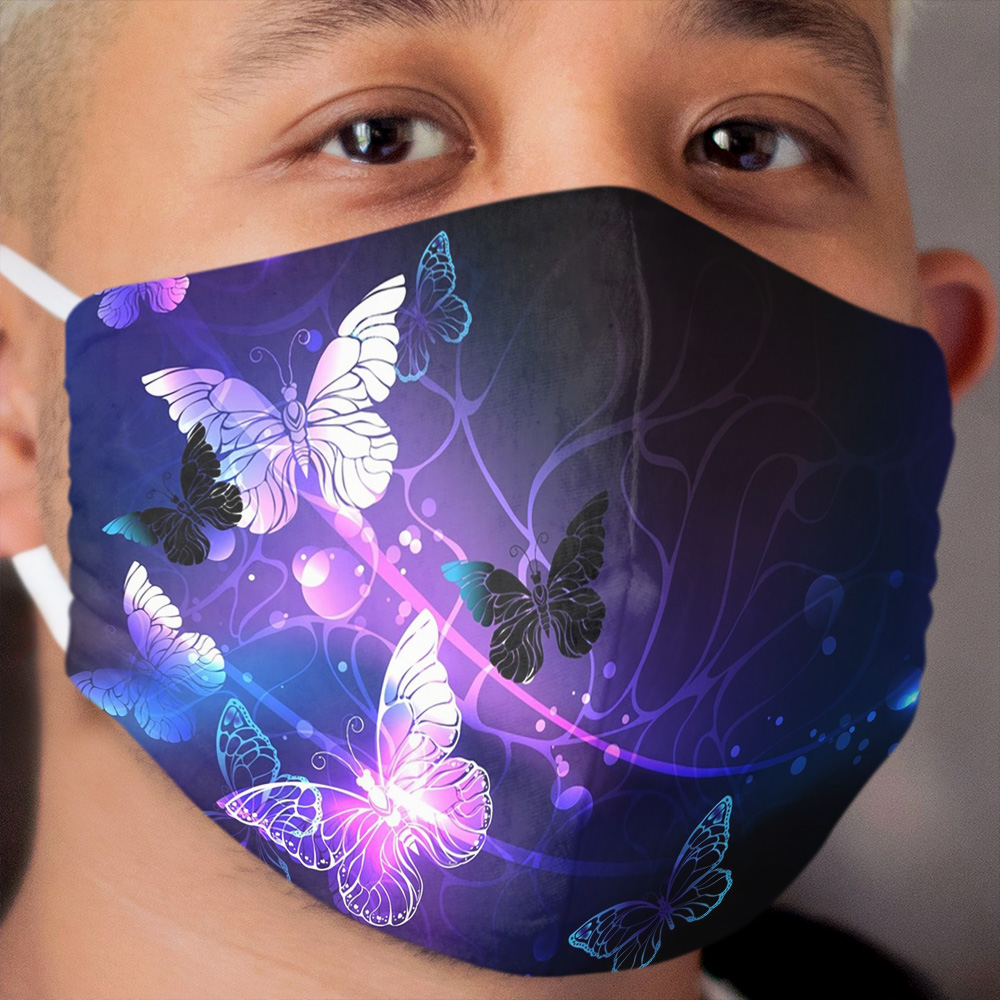 Background with Night Butterflies Cloth Face Mask