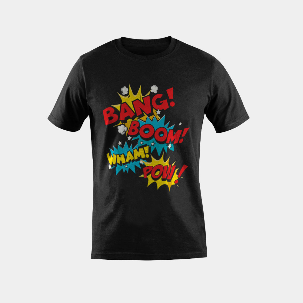 Bang Boom Pow Wham Comic Bubbles T-Shirt