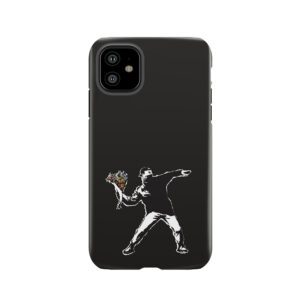 Banksy Graffiti Protest Anarchist Throwing Flowers Thrower Make Art Not War On Black Background Hd High Quality Online Store Tough Phone Case
