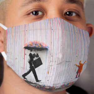 Banksy Umbrella Rainbow Happy Girl Cloth Face Mask