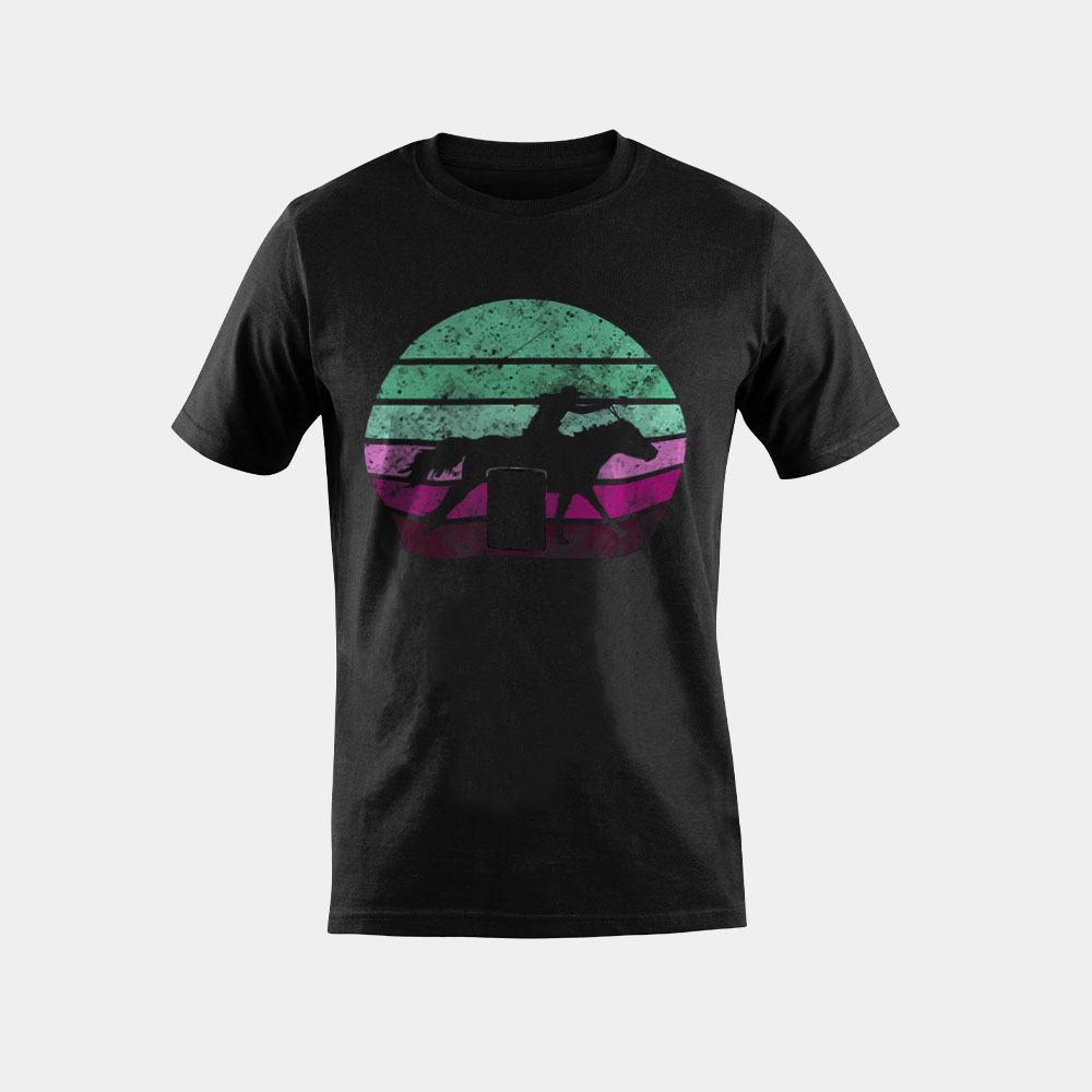 Barrel Racing - Horse Lover - Vintage Sunset - Country Girl T-Shirt