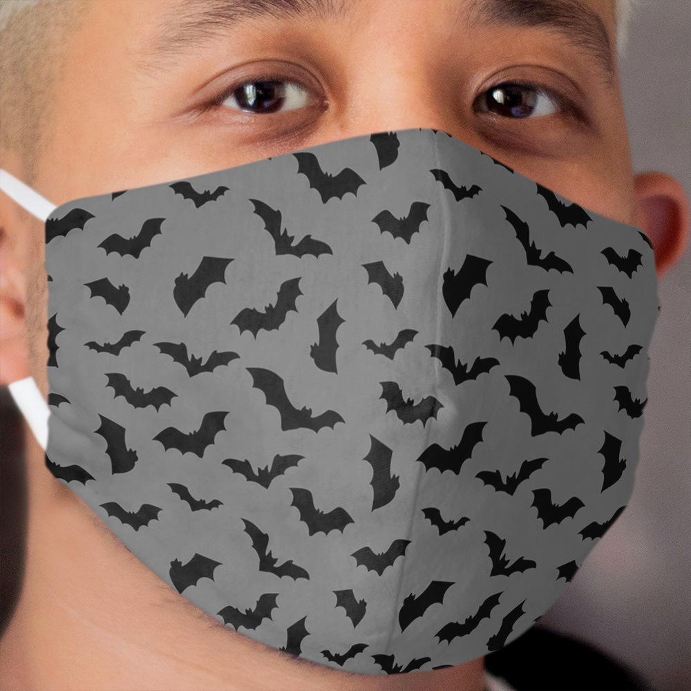 Bat Pattern Grey Cloth Face Mask