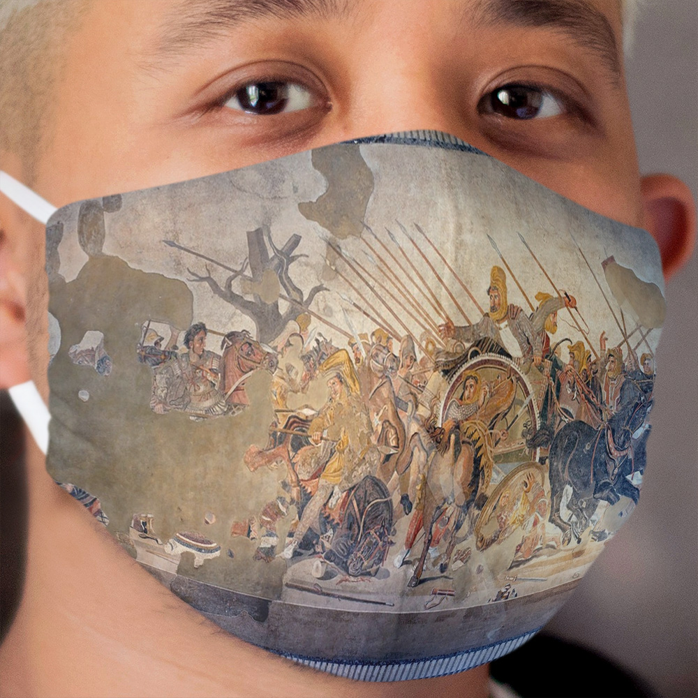Battle of Alexander the Great and Darius III mosaic Cloth Face Mask