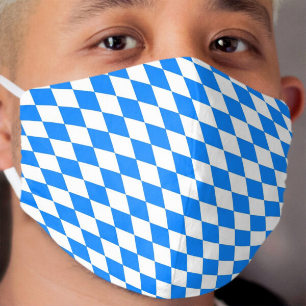 Bavarian Blue and White Diamond Flag Pattern Cloth Face Mask