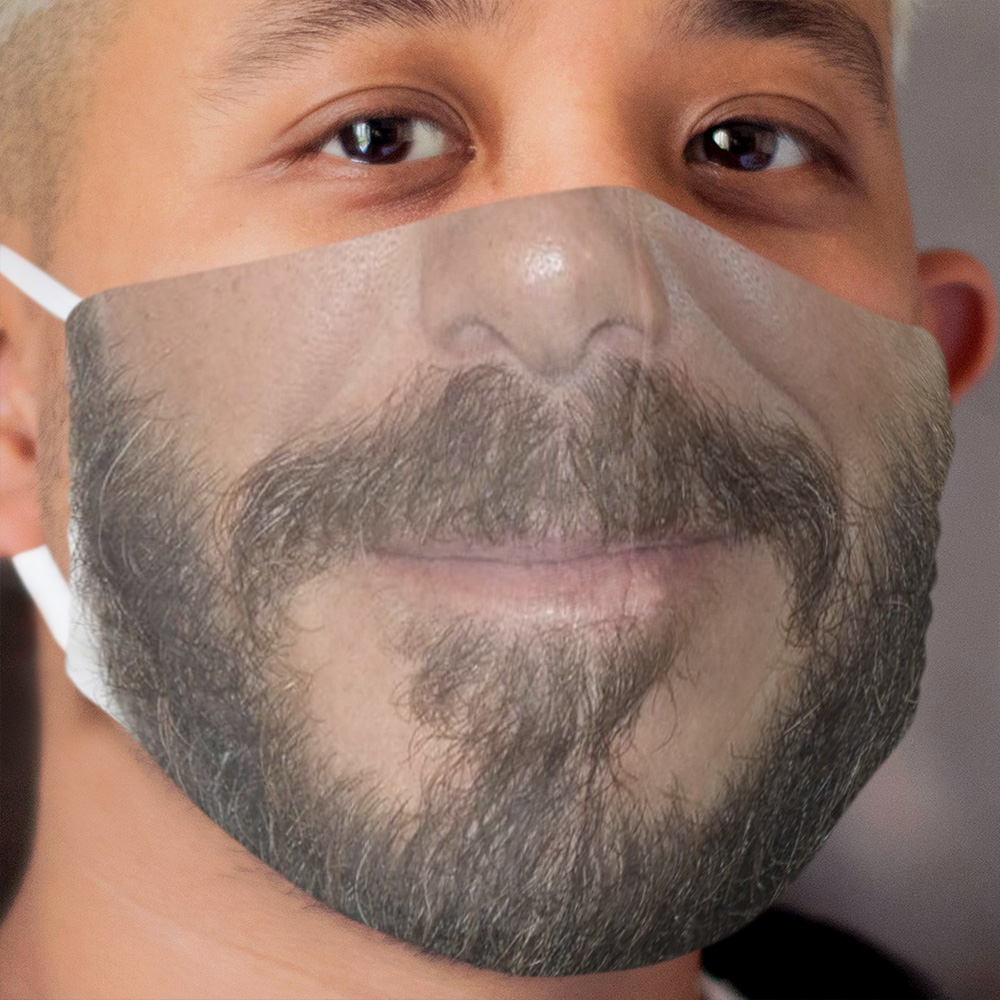 Beard Cloth Face Mask - David Beckham Funny Bearded Cloth Face Masks with Mustache & Beards Cloth Face Mask