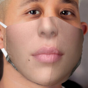 Beautiful girl with green eyes and black hair. Cloth Face Mask