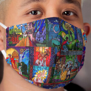 Beauty and the Beast Stained Glass Cloth Face Mask