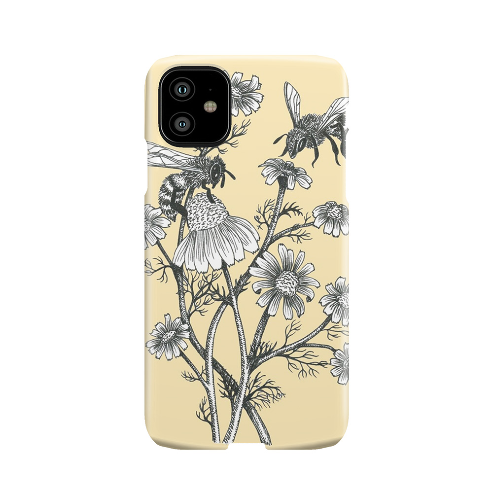 Bees And Chamomile On Honey Background Phone Case
