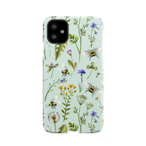 Bees And Wildflowers On Mint Phone Case