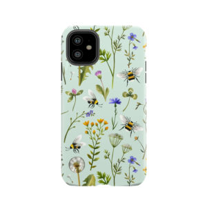 Bees And Wildflowers On Mint Tough Phone Case
