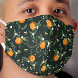 Bees, Oranges and Flowers Cloth Face Mask