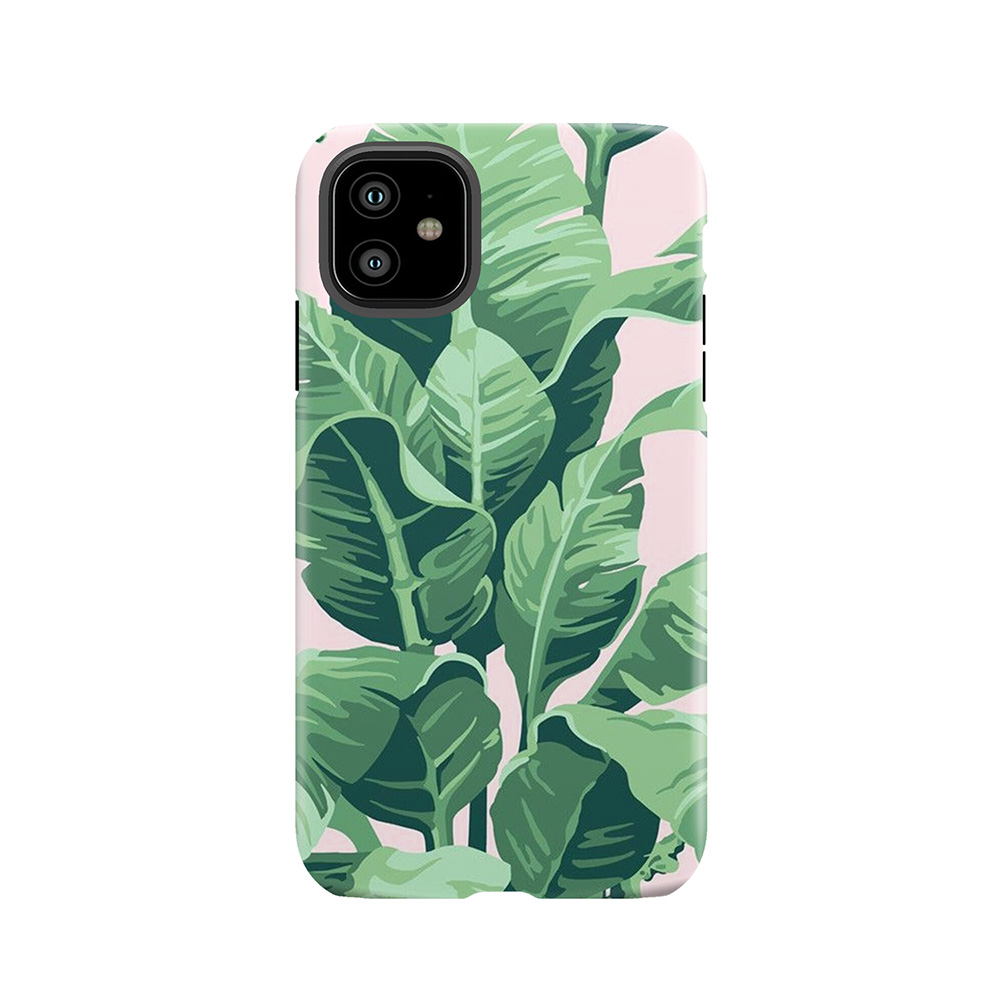 Beverly Hills Palm Leaf Banana Print Pink Tough Phone Case