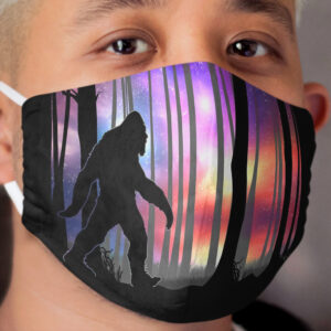 Bigfoot Northern Lights - Colorful Galaxy Aurora Cryptid Gift Cloth Face Mask