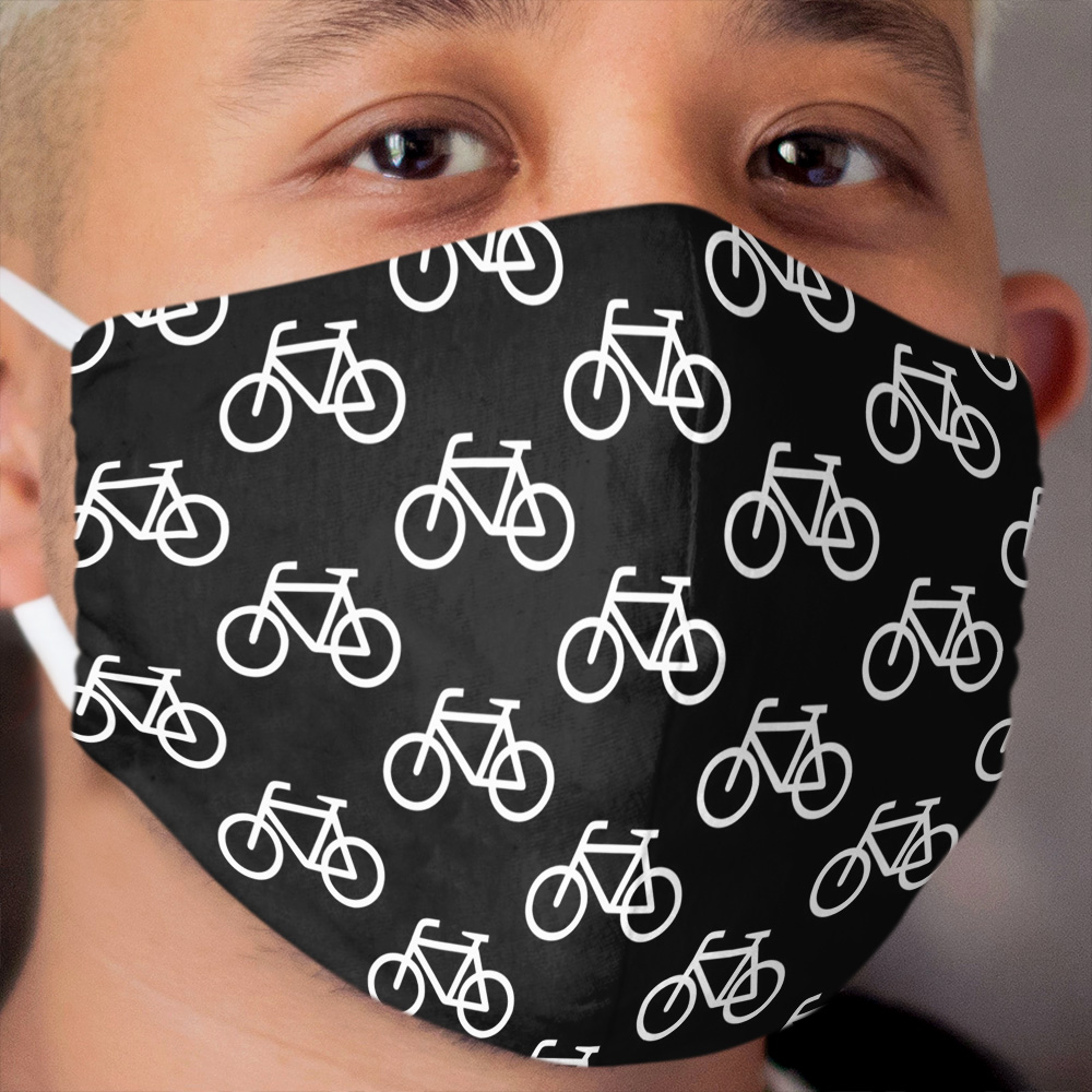 Bike Pattern (White and Black) Cloth Face Mask