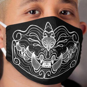 Bite Back Oni Cloth Face Mask (white line) Cloth Face Mask